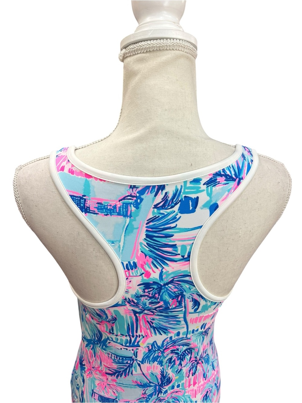 Lilly Pulitzer Luxletic Palm Print Zip Front Tank Top Built-In Bra S - Picture 7 of 13